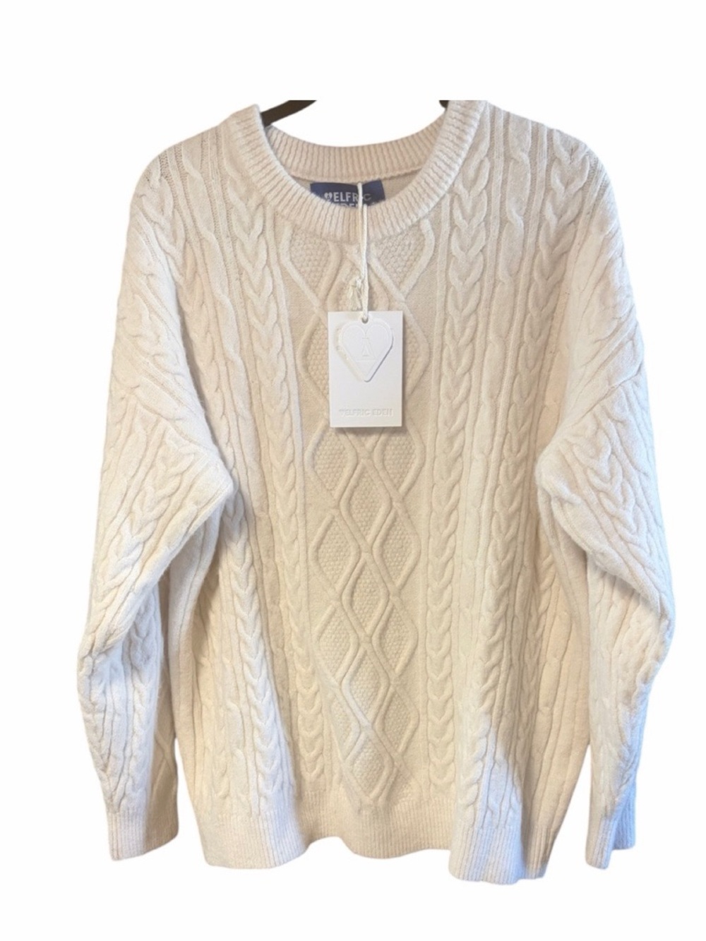 Aelfric Eden Cream Cable Knit Crewneck Sweater NWT